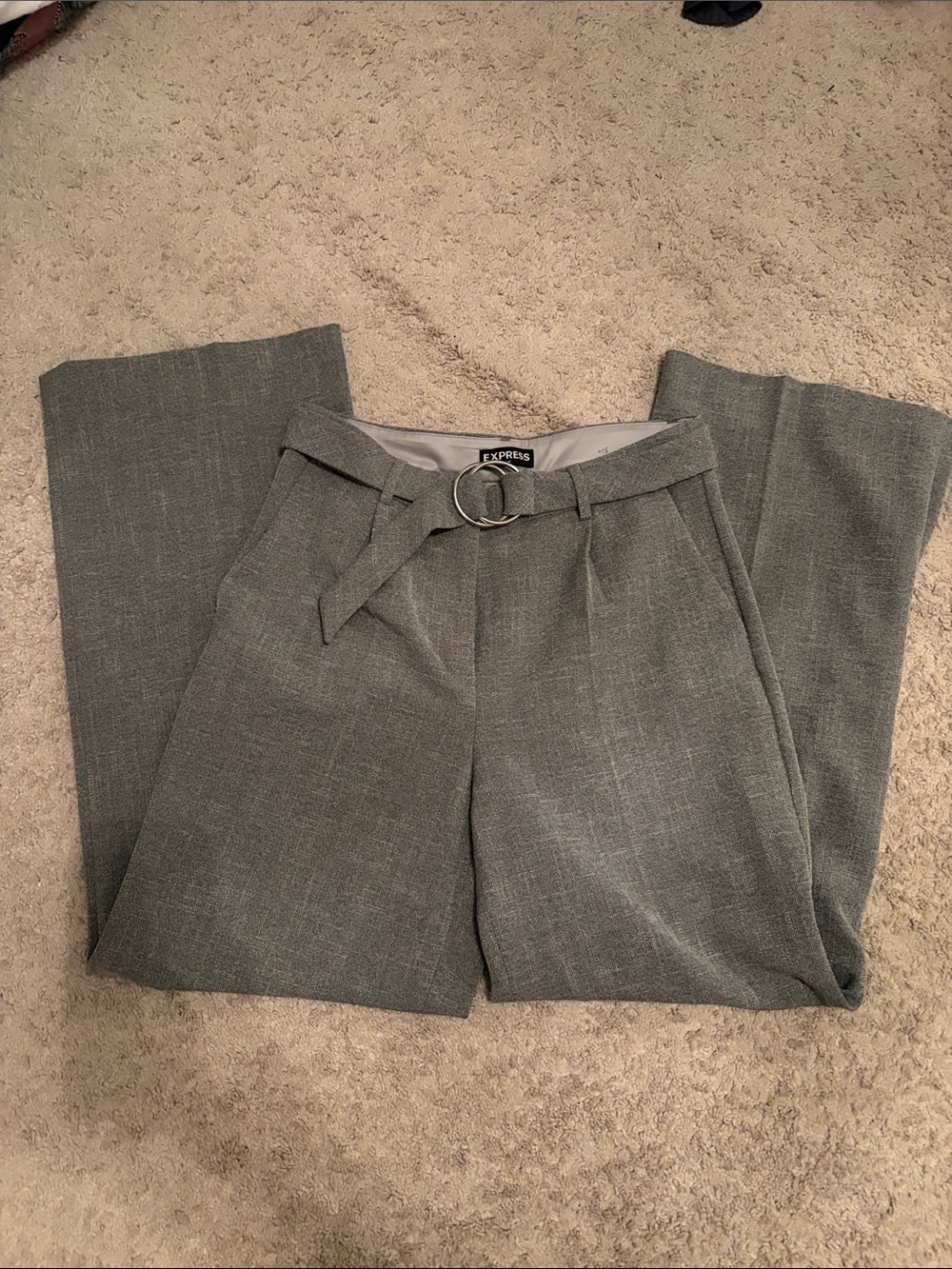 Express Gray Pleated Belted Business Pants